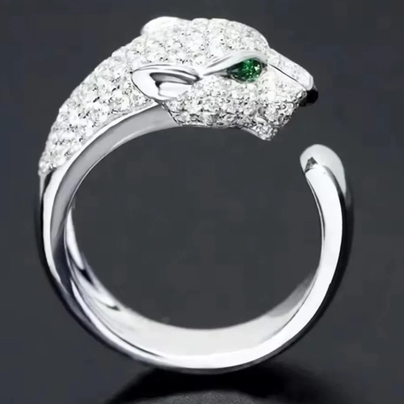 Pantherel Silver Adjustable Crystal Ring - Picture 6 of 17